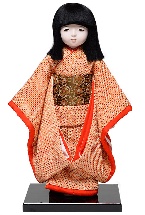 13号市松人形：正絹古布京刺繍本仕立仕様：伊藤草園作｜人形の伏見屋
